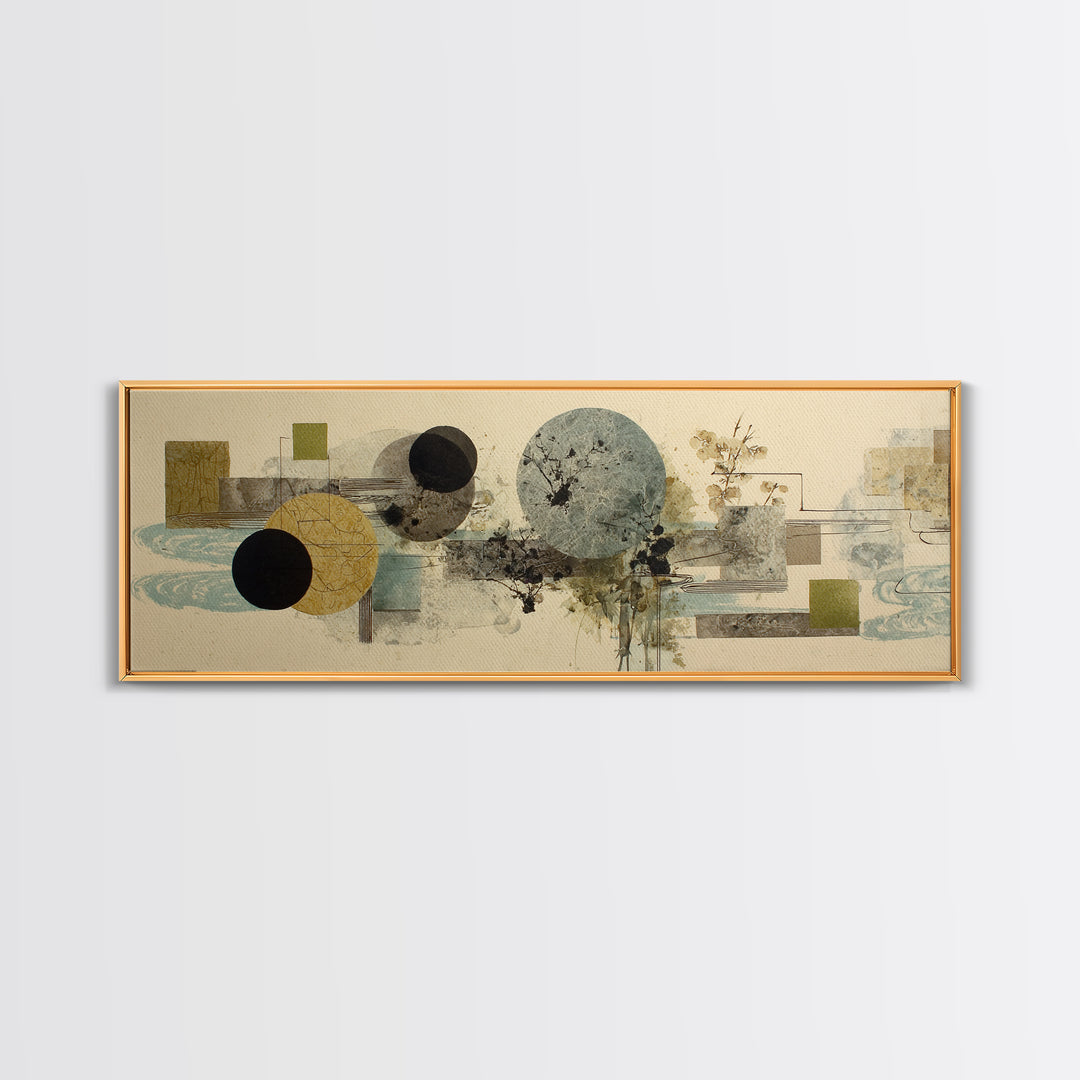 Abstract Balance of Circle Square and Line Canvas Print, Zen Art, Art, Living Room Decor, Zen, Garden Art, Japanese Wall Art, ZEN-3x1-35