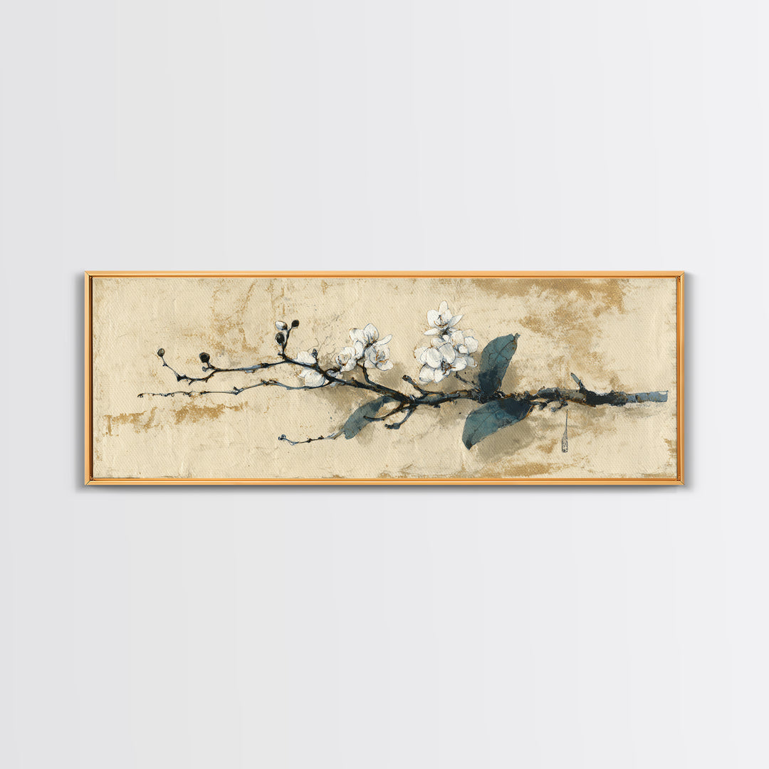 Single Orchid Stem Framed Canvas Print, Zen Art, Wall Decor, Living Room Decor, Zen, Japanese Wall Art, Boho Wall Decor, ZEN-3x1-63