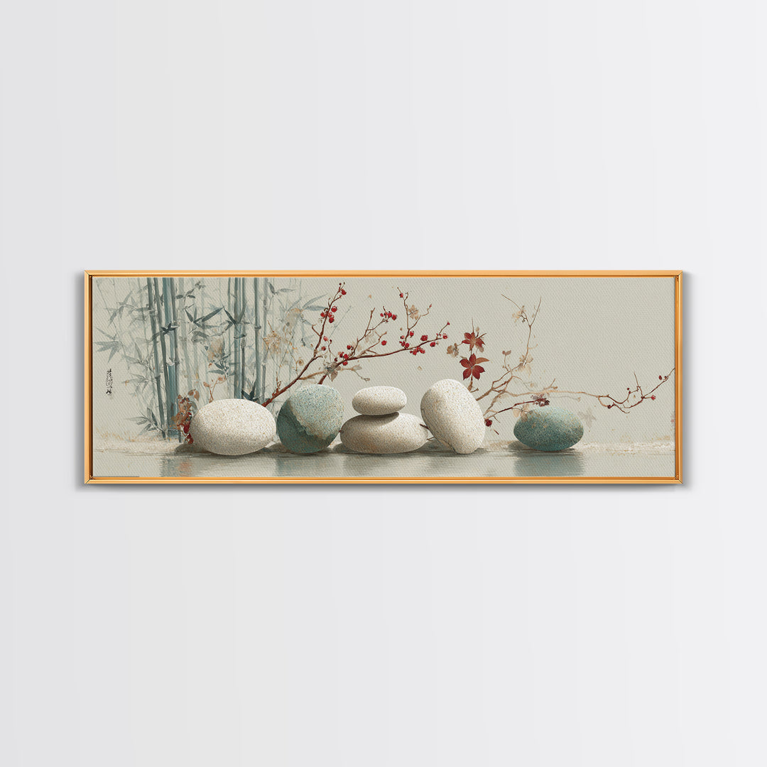 Smooth Pebbles Arranged Canvas Print, Zen Art, Japanese Art, Living Room Decor, Fine Art, Zen, Contemporary Art, Gallery Decor, ZEN-3x1-75