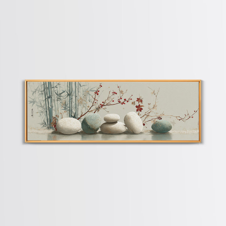 Smooth Pebbles Arranged Canvas Print, Zen Art, Japanese Art, Living Room Decor, Fine Art, Zen, Contemporary Art, Gallery Decor, ZEN-3x1-75