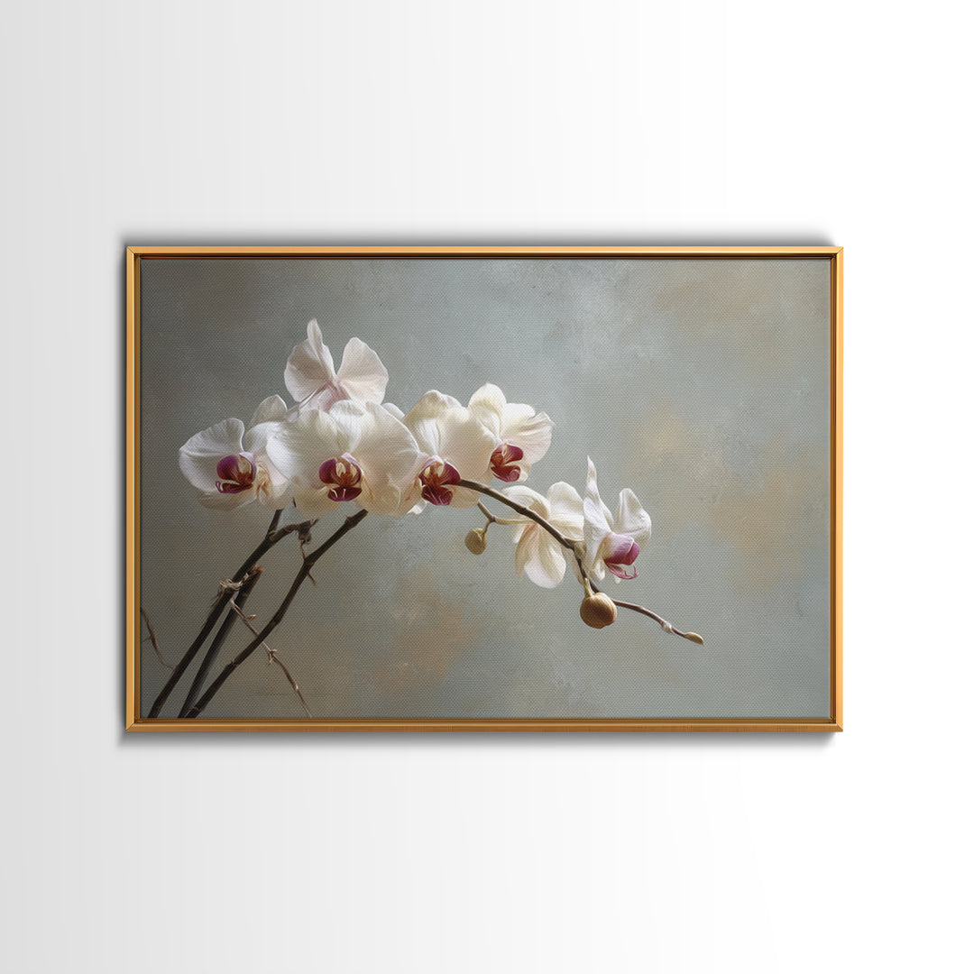 Single Orchid Stem Framed Canvas Print, Zen Art, Wall Art, Living Room Decor, Fine Art, Zen, Boho Wall Art, Garden Art, ZEN-3x2-27