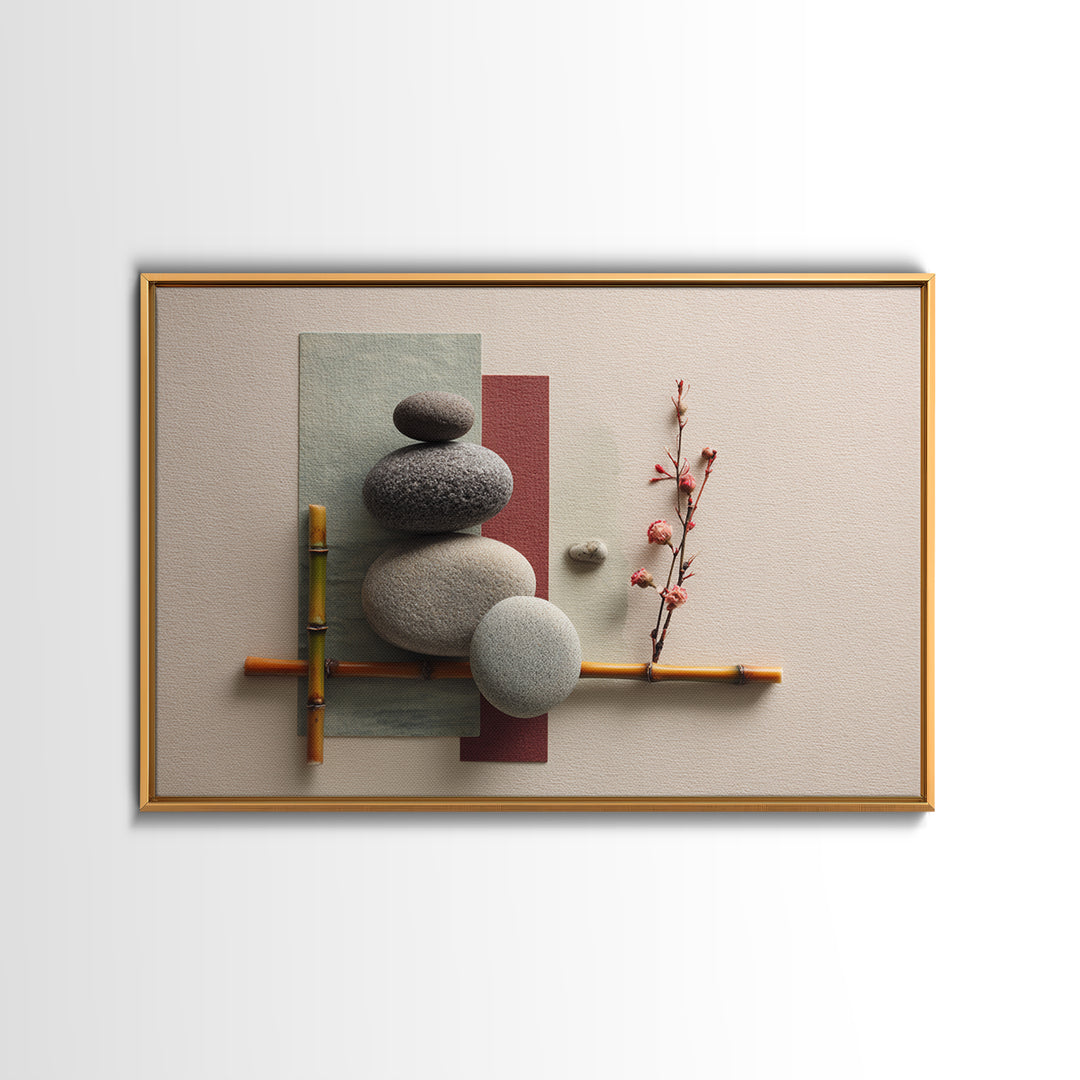 Smooth Pebbles Arranged Framed Canvas Print, Zen Art, Fine Art Print, Living Room Decor, Fine Art, Zen, Printable Wall Art, ZEN-3x2-63