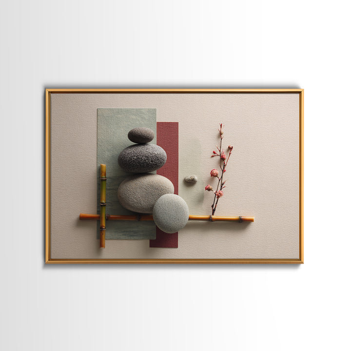Smooth Pebbles Arranged Framed Canvas Print, Zen Art, Fine Art Print, Living Room Decor, Fine Art, Zen, Printable Wall Art, ZEN-3x2-63