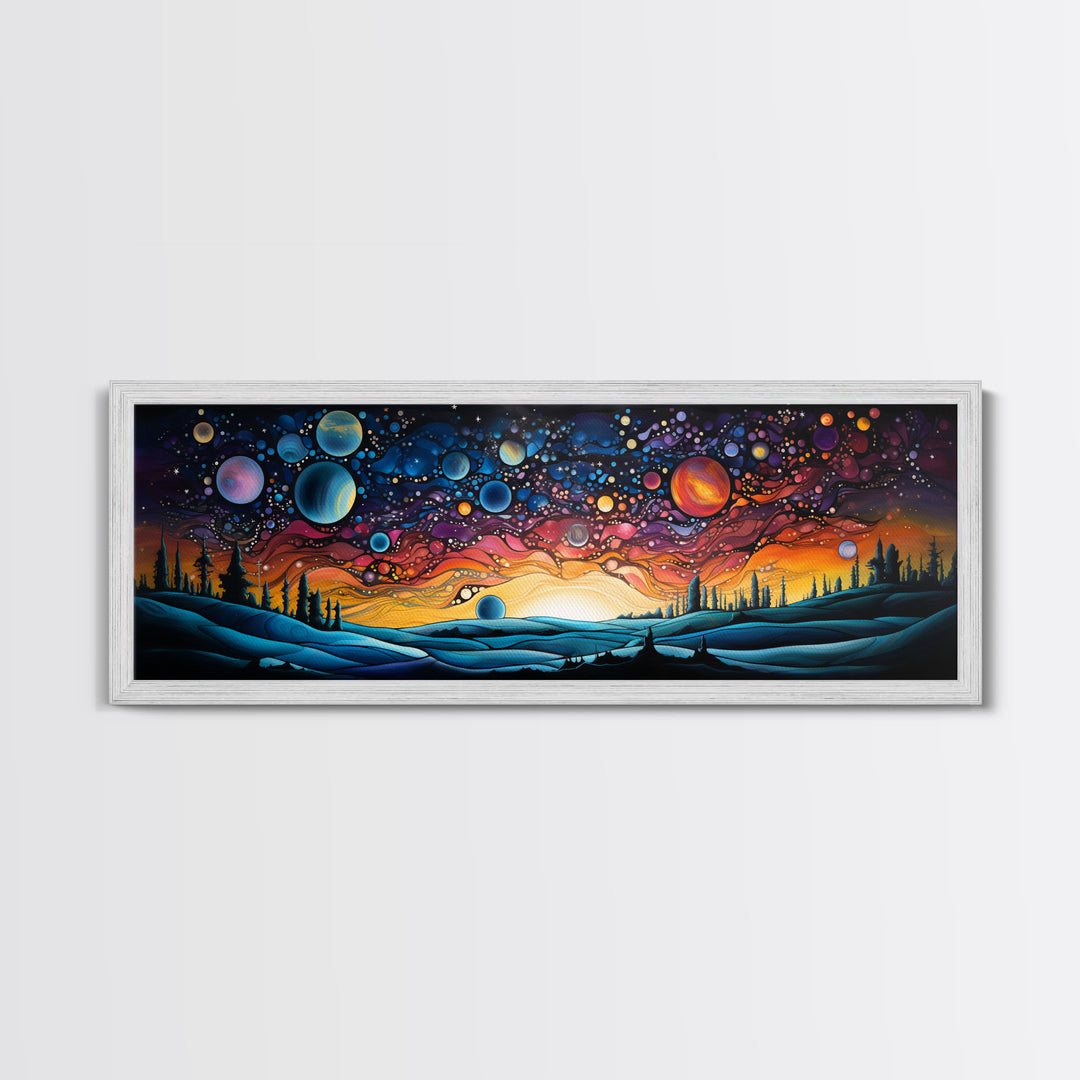 Abstract Galaxy Print, Framed Wall Art, Canvas Print, Van Gogh Inspired Art, Astronomy Gift, Living Room Decor, FREE SHIPPING