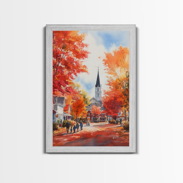 Rustic Red Barn And Tractor In Fall Landscape Framed Canvas Print Autumn Farmhouse Wall Art Seasonal Country Decor Holiday Wall Art