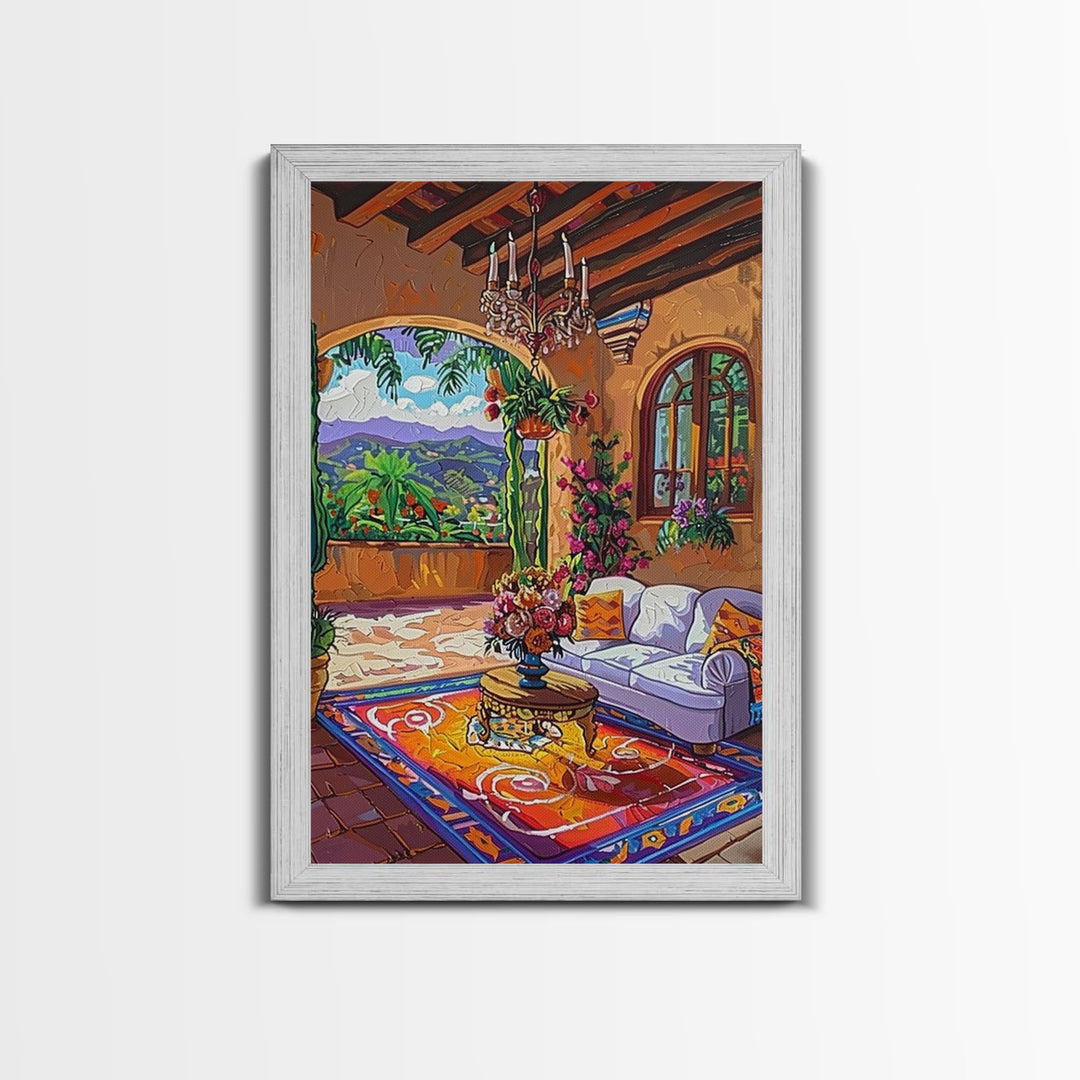 Cozy Southwestern Kitchen Framed Canvas Print Colorful Mexican Style Best Gift Home Decor Wall Art Bright Above Sofa Art