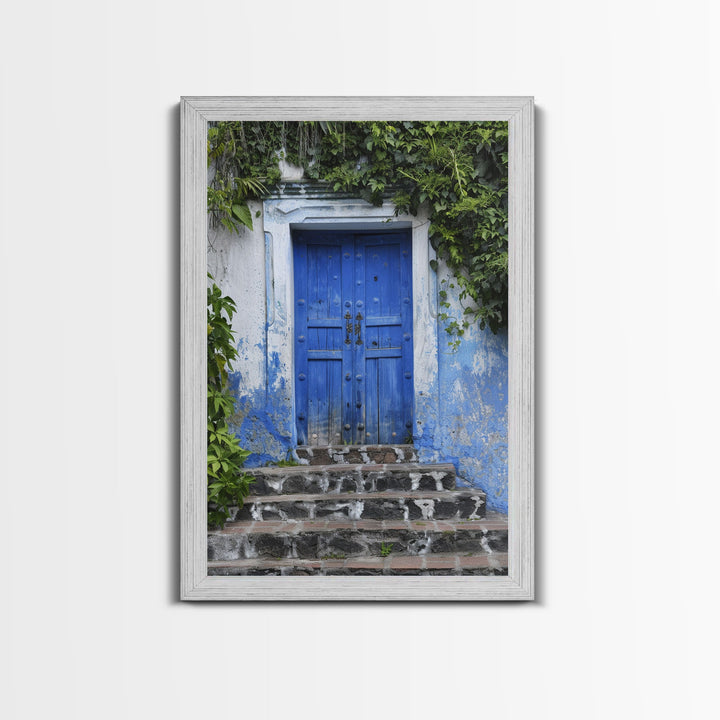 Change2 Mexican Wall Art, Colorful Mexican Door Architecture Painting Framed Canvas Print, Traditional Hacienda Architecture, Ready To Hang