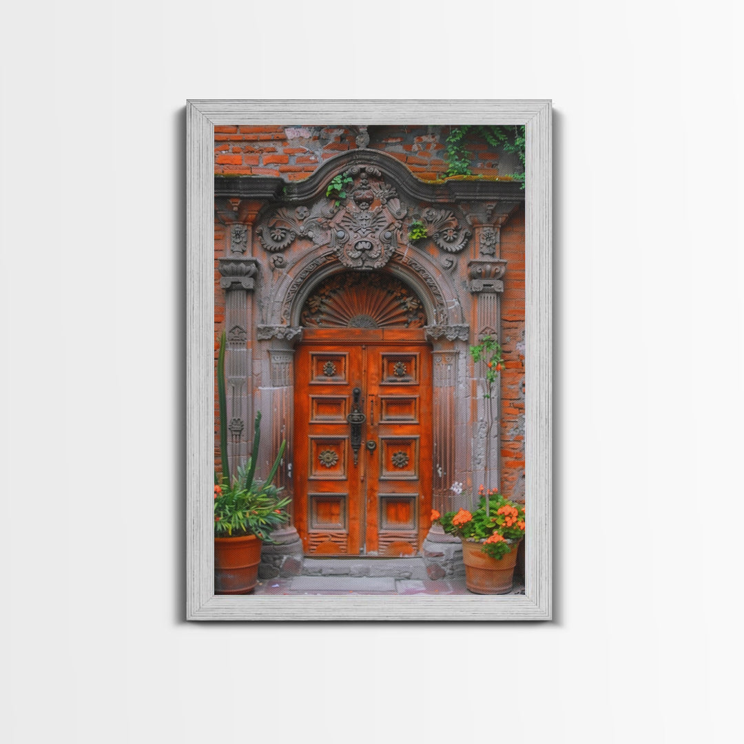 Change23. Mexican Wall Art, Framed Canvas Print, Old Town Mexico Architecture Wall Art, Framed Art