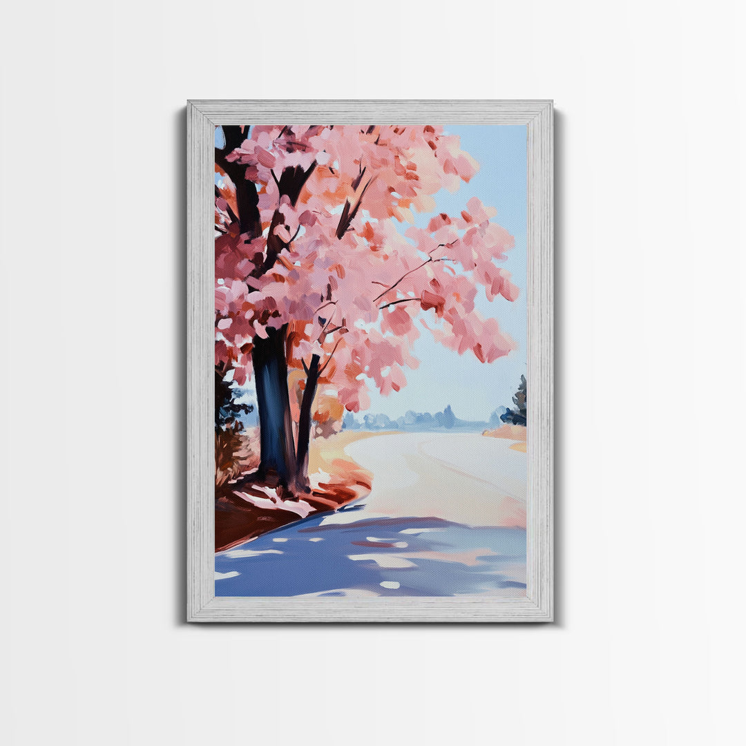 Winter Landscape Painting Print, Canvas Art, Retro Christmas Decor, Vintage Christmas Wall Art