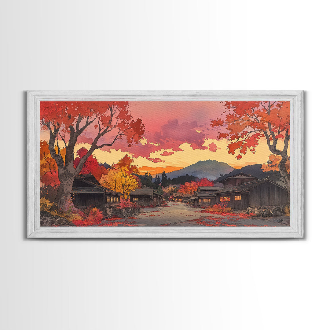 Fall farmhouse wall art, moody landscape, canvas print, rustic Christmas decor, holiday decor, gallery wall, seasonal wall art