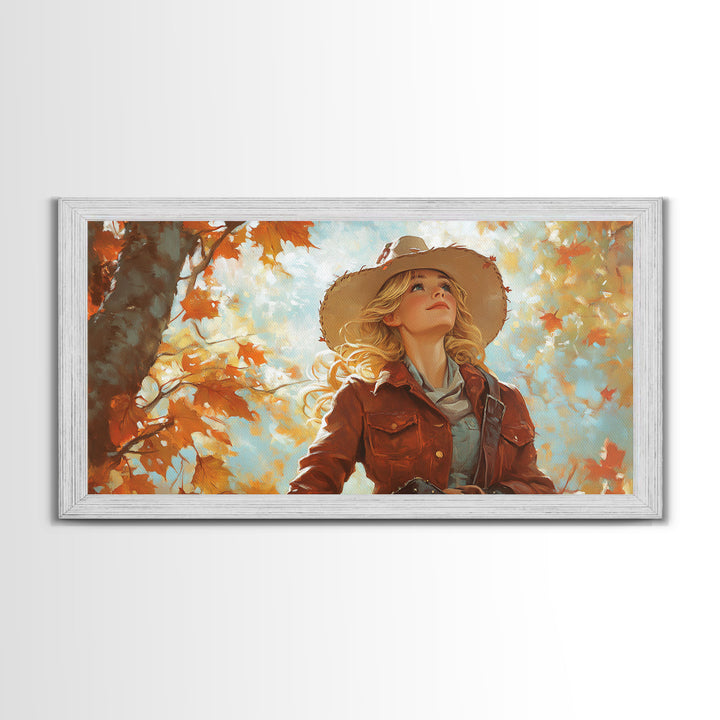 Serene Framed Canvas Print of Autumn Cottage Landscape, Moody Country Wall Art for Fall Home Decor, Perfect Autumn Gift Idea Seasonal Decor