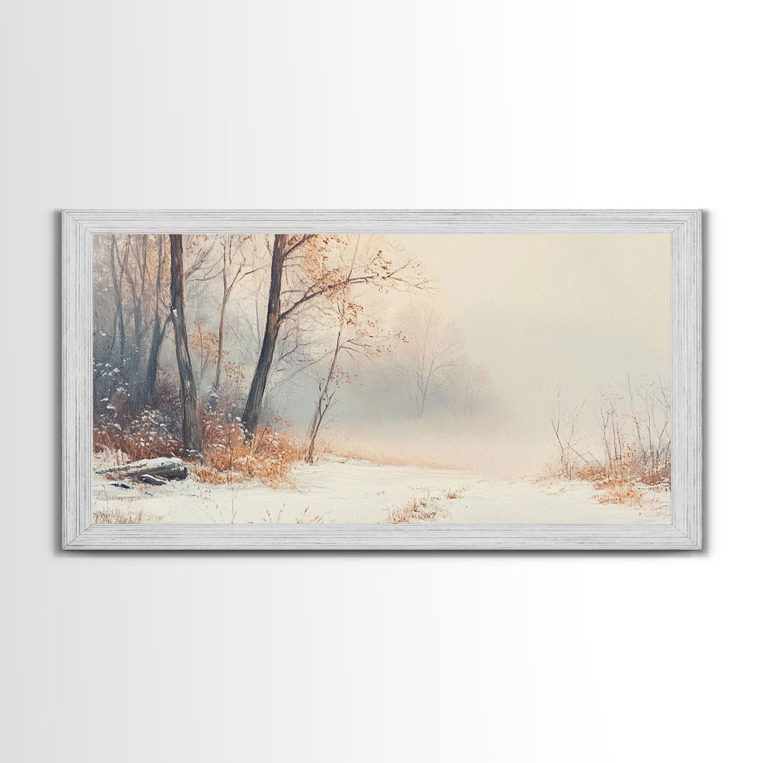 Vintage Family Christmas Scene Framed Canvas Print with Tree Decorations, Ideal Holiday Wall Art Gift for Retro Christmas Decor