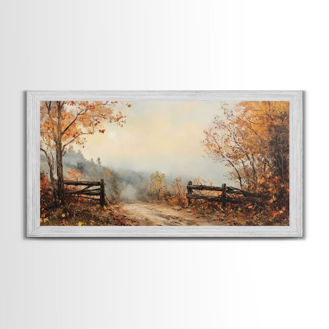 Nostalgic Farmhouse Christmas, Framed Canvas Print, Moody / Seasonal Autumn Centerpiece, Rustic / Primitive Wall Art