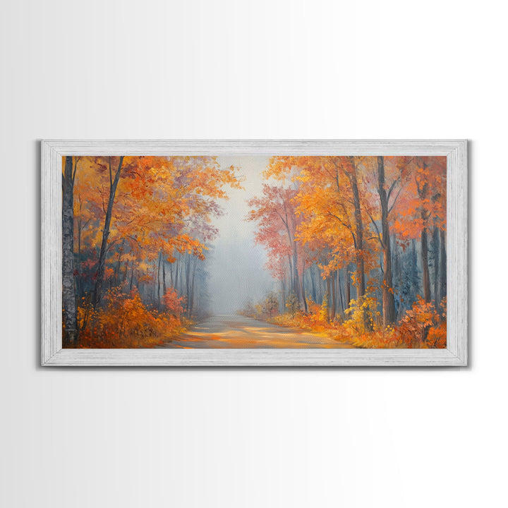 Fall In The Forest, Moody Landscape Painting, Watercolor Painting, Framed Canvas Print, winter wonderland wall art for cozy Christmas decor