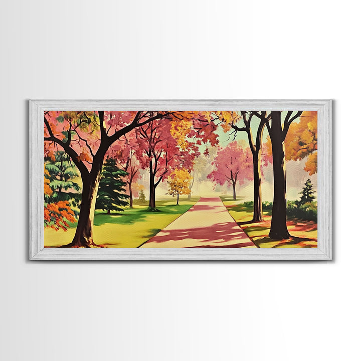 Colorful Autumn Path Canvas Print, Fall Park Scene Wall Art, Modern Farmhouse Autumn Decor, Holiday Art, Best Seasonal Gift Idea