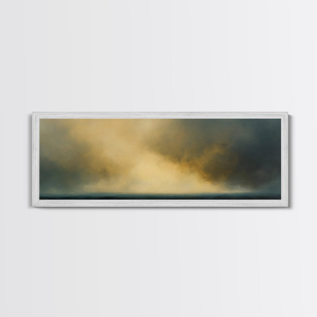 The Storm Rolls In - Framed Canvas Print - Dark and Moody Home Decor - Wood Framed Boho Style Wall Art