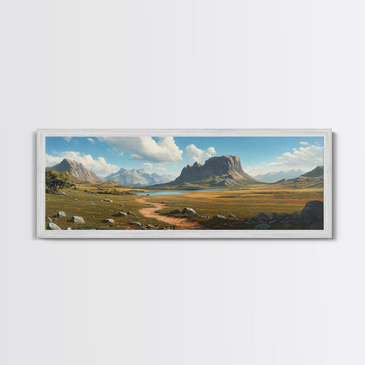 Ancient Arizona, Framed Canvas Print, Prehistoric Monument Valley, Panoramic Oversized Fantasy Wall Art