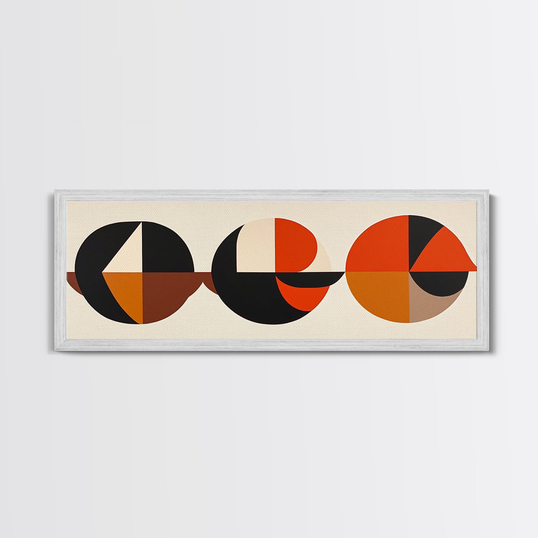 Abstract Art Deco Inspired Wall Art, Triangles and Circles, Geometric Pattern Wall Art, MCM Home Decor, Extra Wide Oversized Art