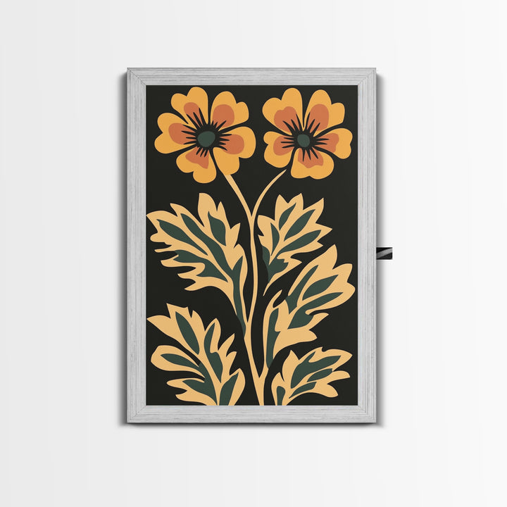 Beautiful Boho Wild Flower Wall Art Canvas Print, Framed Canvas Wall Art Botanical Print Boho Minimalist Home Decor For Living Room