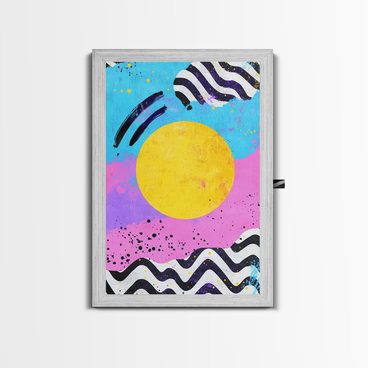 Pink and Turquoise Sunset, Preppy Wall Art, Framed Canvas Print, Feminine Dorm Room Preppy Wall Art, Apartment Decor