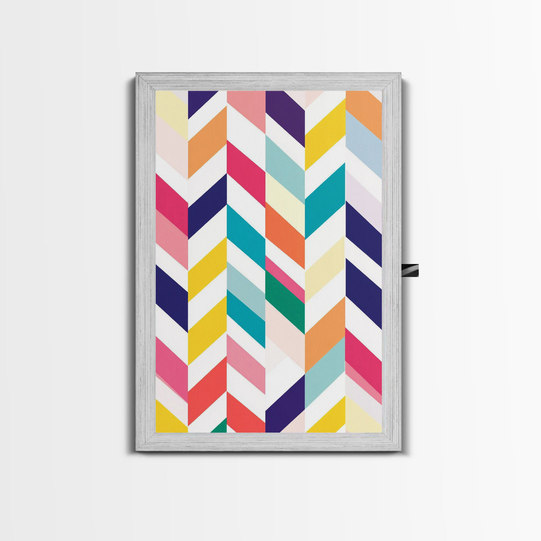 Pastel Chevrons Wall Art, Framed Canvas Print, Wood Framed Wall Art, Framed Wall Art, Gift Idea, Home Decor