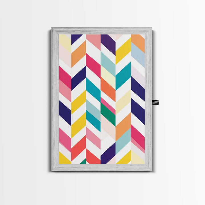 Pastel Chevrons Wall Art, Framed Canvas Print, Wood Framed Wall Art, Framed Wall Art, Gift Idea, Home Decor