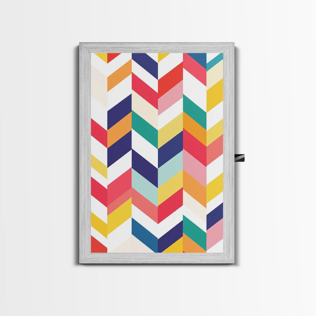 Pastel Chevrons Wall Art, Framed Canvas Print, Wood Framed Wall Art, Framed Wall Art, Gift Idea, Home Decor, Tire Track Print