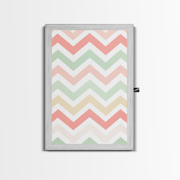 Chevron Zig Zag Pastel Wall Art, Geometric Wood Framed Wall Art, Decorative Wall Accent, Mosaic Wall Decor, Boho Art