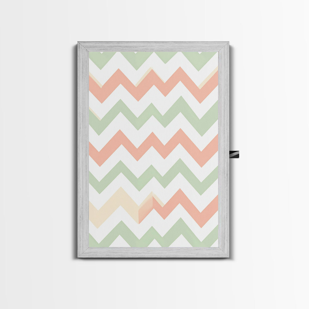 Pastel Chevron Zig Zag Pattern Wall Art, Mid Century Modern Boho Style Home Decor, Living Room Wall Hanging