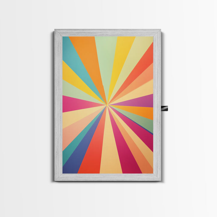 Carmine Pink, Sunglow Yellow, Mint Green and Deep Saffron Mid-Century Modern Abstract Wall Art, Canvas Print, Retro Boho Decor