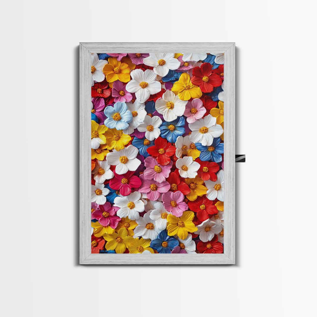 Botanical Prints Wall Art, Framed Canvas Print, 3D Effect Flower Art, Modern Art, Cute Room Decor, Aesthetic Decor, Trendy Wall Art