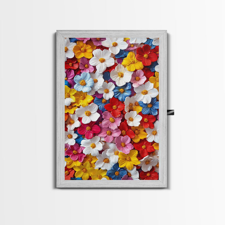 Botanical Prints Wall Art, Framed Canvas Print, 3D Effect Flower Art, Modern Art, Cute Room Decor, Aesthetic Decor, Trendy Wall Art