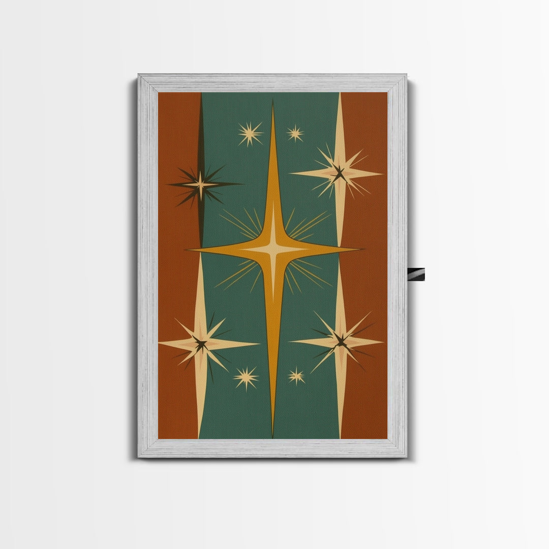 Mid-Century Modern Star Burst Wall Art, Home Decor Wall Art, Atomic Age Home Decor, 1950s Style Art