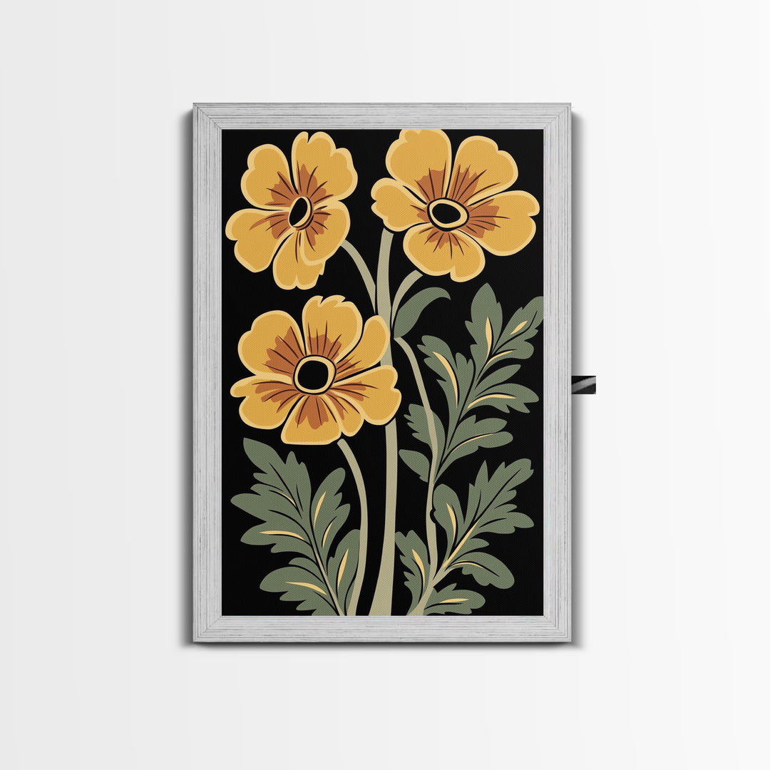 Abstract Floral Botanical Framed Canvas Wall Art, Abstract Botanical Print Minimalist Modern Art Boho Wall Decor Living Room Wall Art