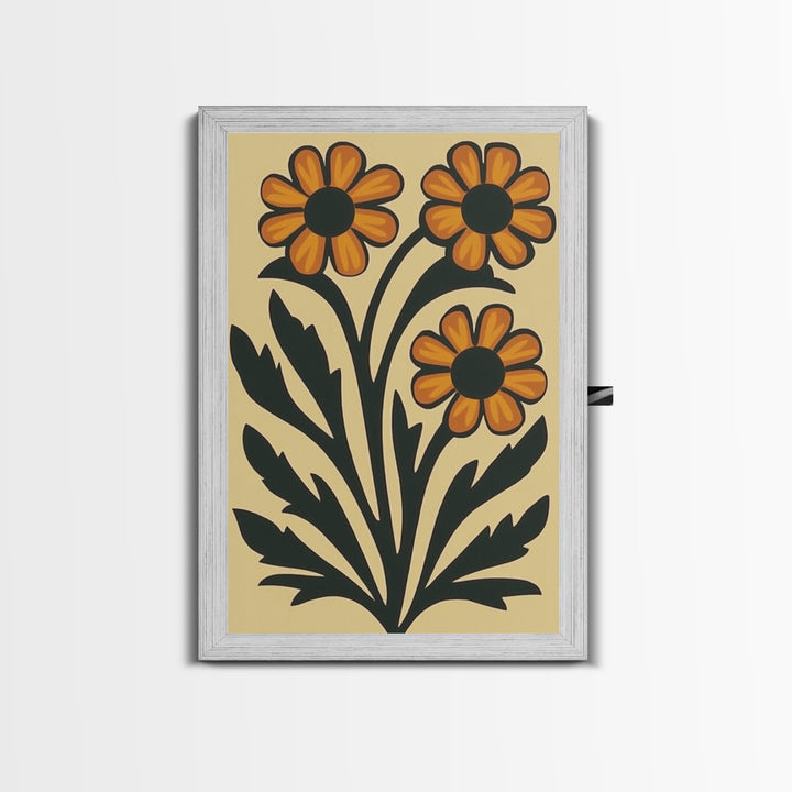 Boho Flower Print Framed Canvas Wall Art Abstract Floral Prints Botanical Minimalist Modern Art Living Room Wall Art Above Bed Decor