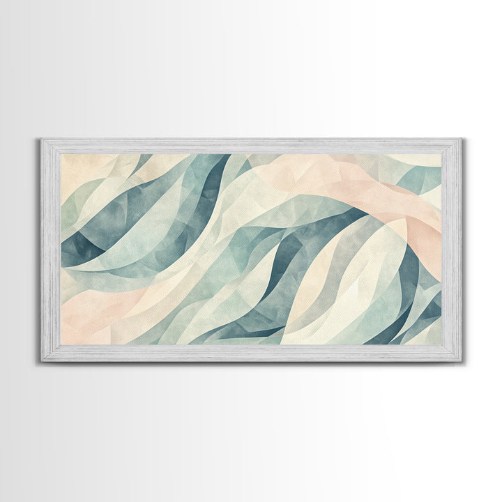 Pastel Abstract Canvas Print, Retro Kids Room Decor, Large Modern Art, Line Art Print