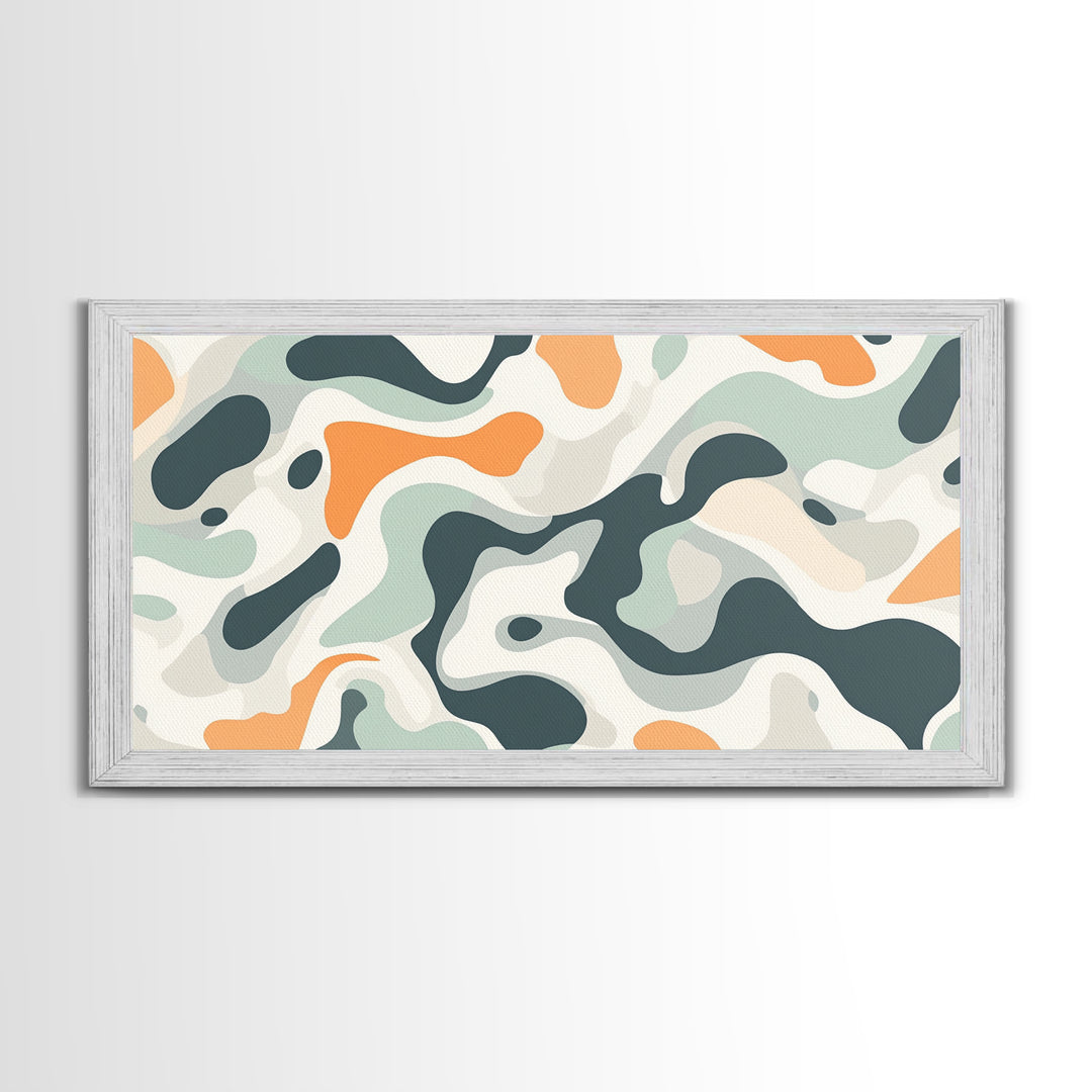 Abstract Camo Pattern Wall Art Framed Canvas Print, Man Cave Decor, Gift For Him, Retro Modern Abstract Art