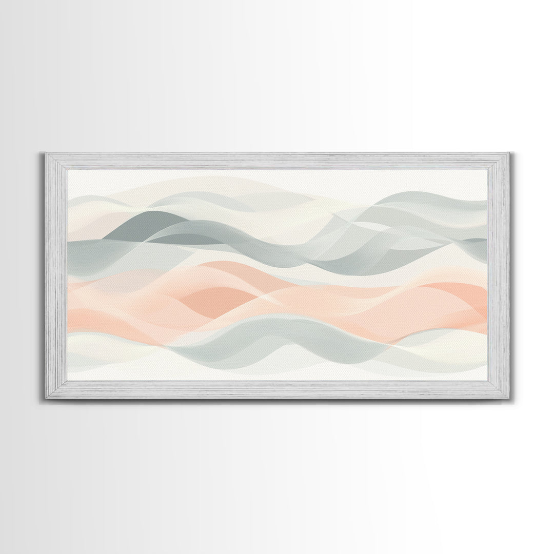 Retro Wall Art MCM Inspired Abstract Art, Mid-Century Modern Art, Retro Geometric Art, Ocean Waves, Modern Abstract Pastel Painting