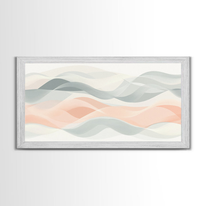 Retro Wall Art MCM Inspired Abstract Art, Mid-Century Modern Art, Retro Geometric Art, Ocean Waves, Modern Abstract Pastel Painting