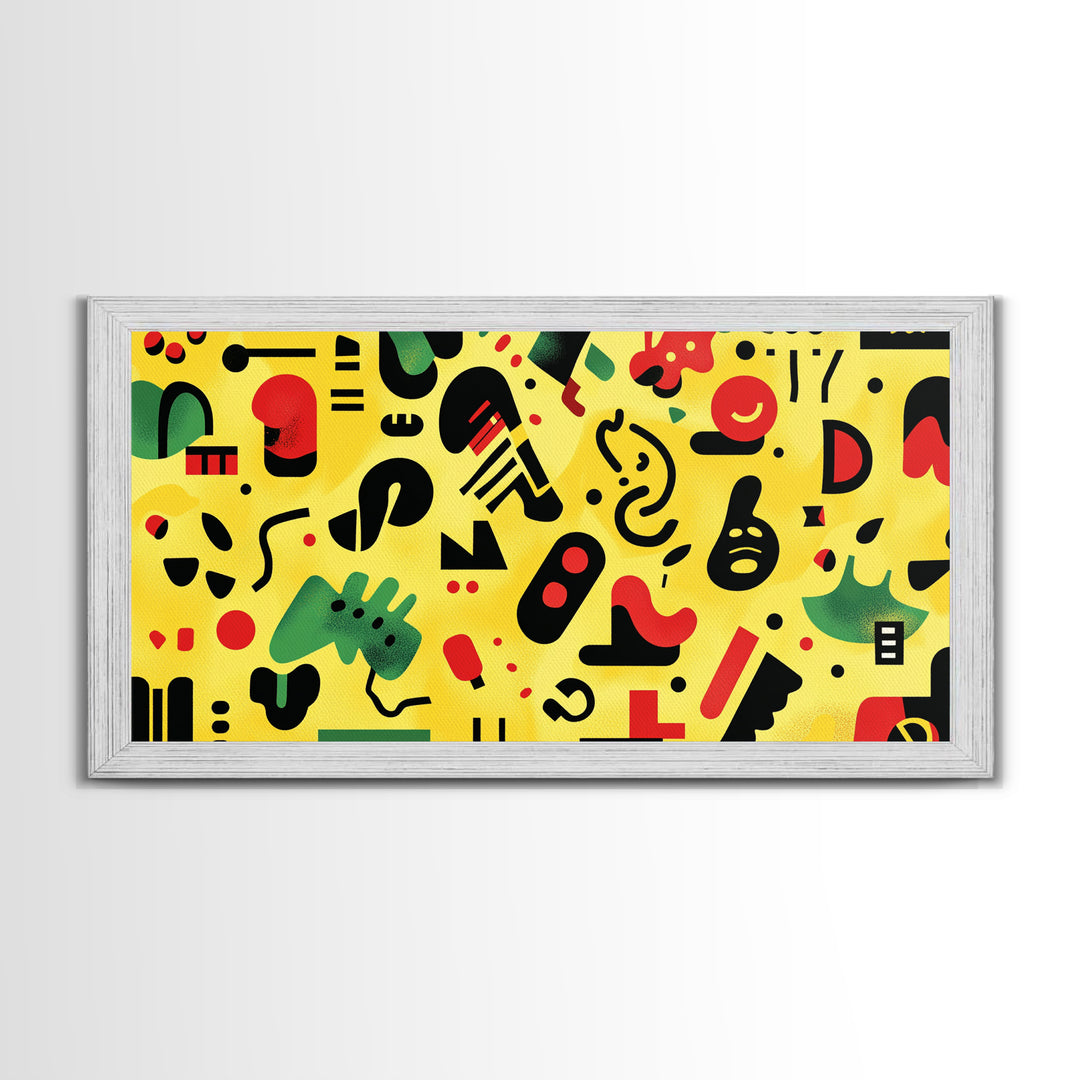 Boy's Room Or Nursery Room Wall Art Framed Canvas Print, Retro 90s Style Wall Art, Kid's Room Wall Art