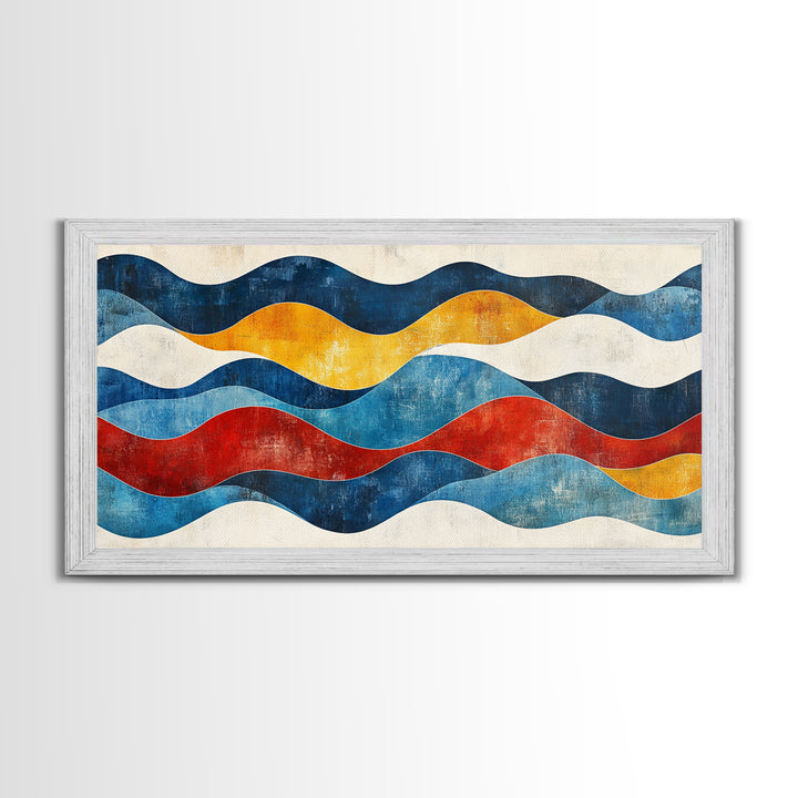 Boho Mid Century Modern Wall Art Canvas Print, Wood Frame Wall Art, Geometric Wall Art, Minimalist Wall Art, Housewarming Gift Idea