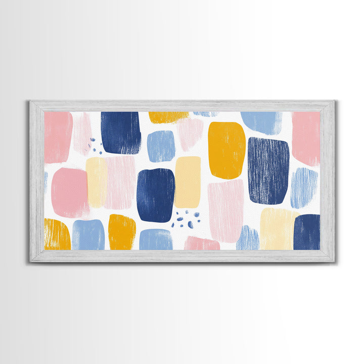 Abstract Painting Print, Wood Framed Wall Art, Preppy Decor, Girl's Dorm Room Wall Art, Apartment Decor