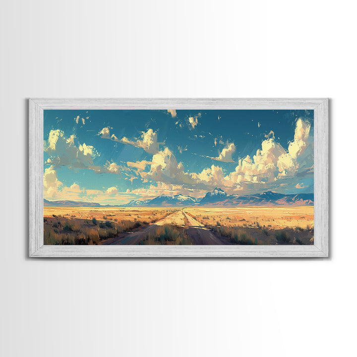 Country Roads Oil Painting Canvas Print, Wood Framed Wall Art, Home Decor, Southwestern Rustic Wall Art, Boho Home Decor