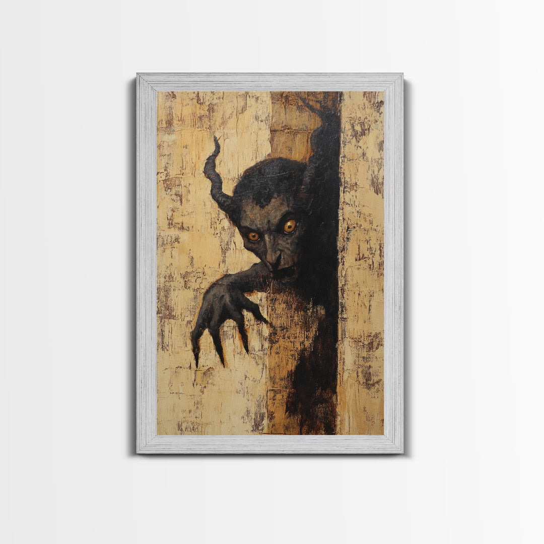 Demon Painting Print, Dark Macabre Wall Art, Original Satyr Painting, Witchy Decor, Wall Art For Witches, Witch Familiar Painting