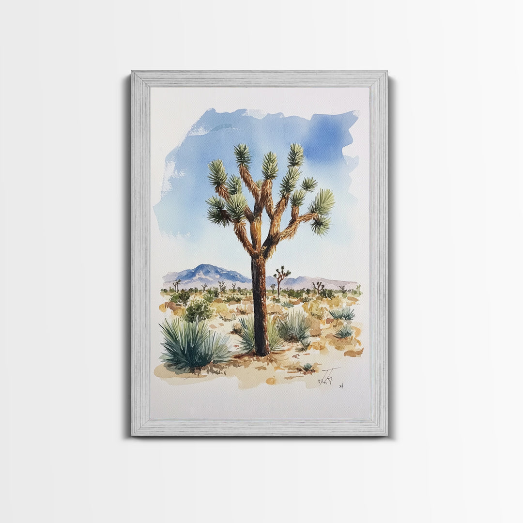 Watercolor Painting Print of Joshua Tree, Framed Canvas Print, Joshua Tree Art, Joshua Tree California Wall Art, Modern Farmhouse Art