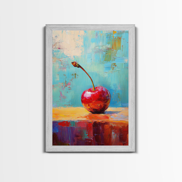 Cherry Painting Print, Canvas Print, Cherry Painting Original Art Berry Still Life Painting On Canvas, Original Artwork, Kitchen Decor, Dining Room Art