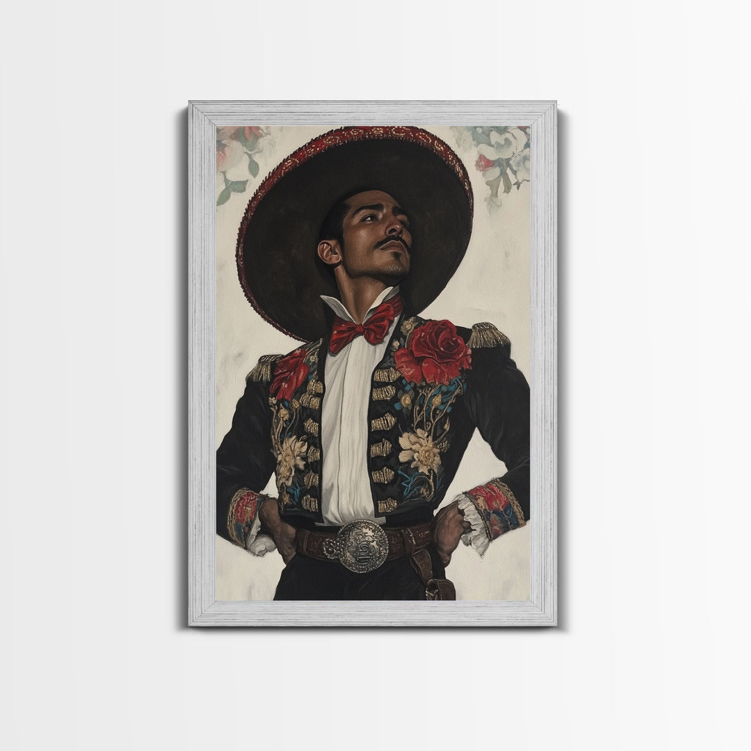 The Matador Painting Print, Chicano Art Framed Canvas Print, Traditional Mexican Wall Decor, Mexican Wall Art, Cultural Decor, Vibrant Decor