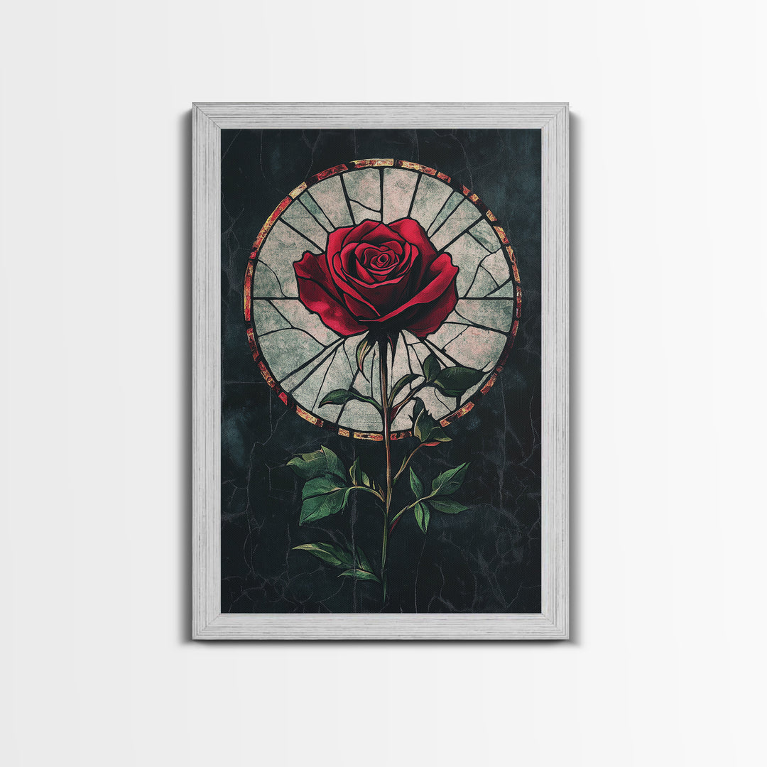Rose Painting Print, Wood Framed Canvas Print, Beautiful Rose Painting Abstract Wall Art, Minimalist Floral Decor, Flowers Print, Floral Wall Art