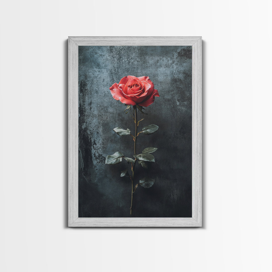 Red Rose Canvas Print, Art Print Roses Framed Canvas Print, Antique Flowers Print, Oil Painting Vintage Flowers, Ready To Hang, Flowers Wall Art