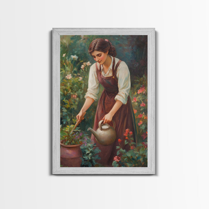 Canvas Art Print - In The Garden - Woman In Garden Painting Wall Art Print - Extra Large Art - Gardening Wall Art - Gardening Gift Idea